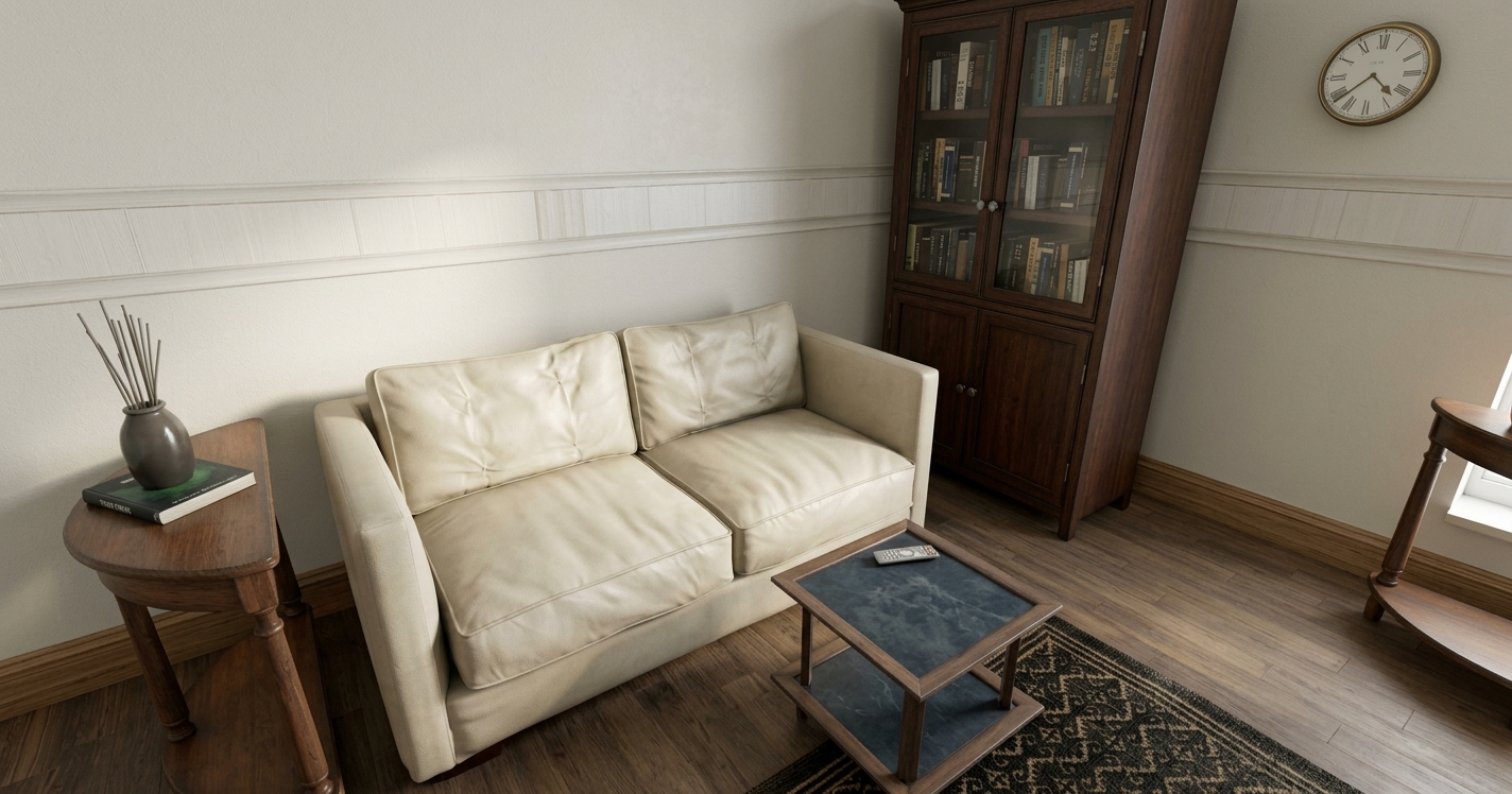 Photoreal Aspect living room. Hover or tap furniture for live prices.